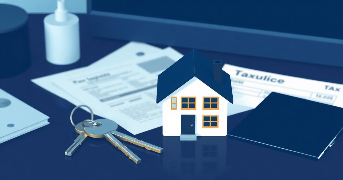 House keys and property tax paperwork on a desk